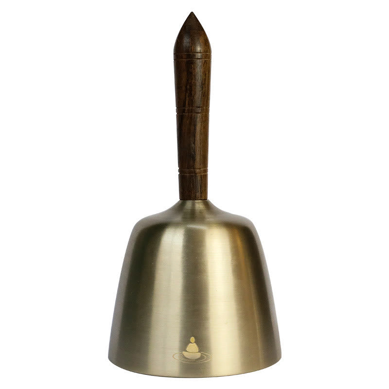 Buddha Stones Handmade Hand-held Awakening Singing Bell Chime for Healing and Meditation Wooden Handle Sound Set