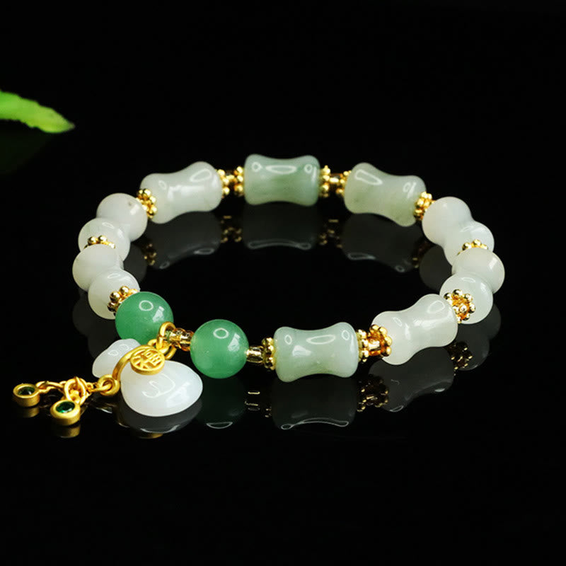 Buddha Stones Natural Tianshan Jade Fu Character Money Bag Pattern Prosperity Bracelet