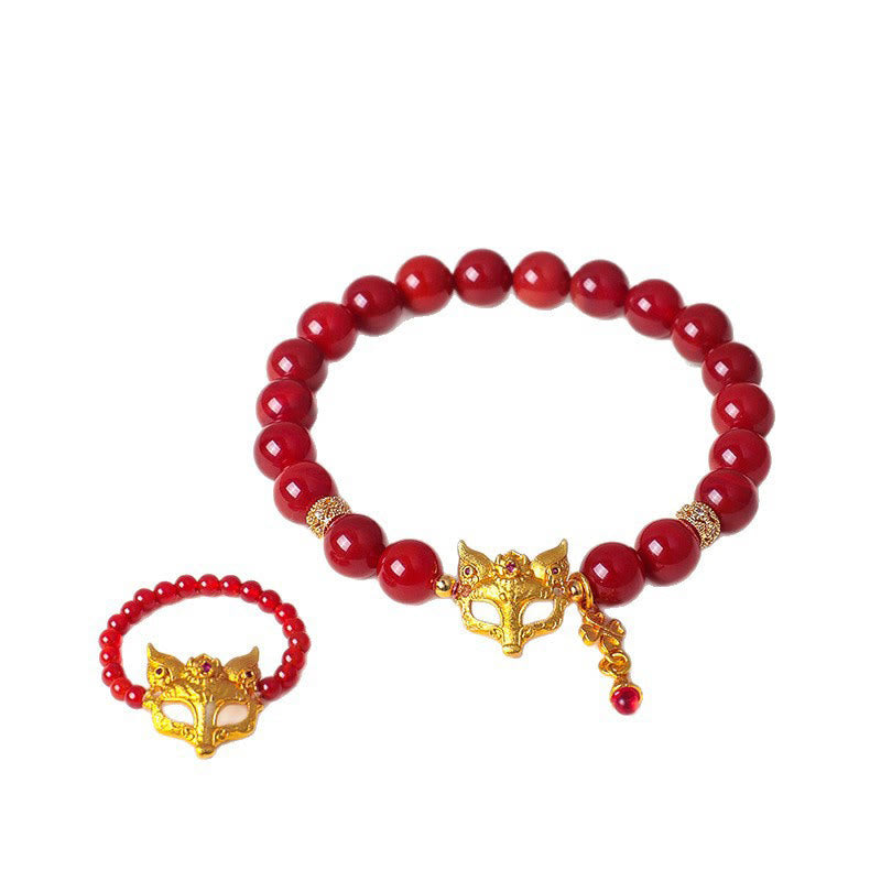 Buddha Stones Nine Tailed Fox South Red Agate Success Bracelet