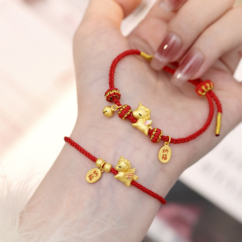 Buddha Stones 925 Sterling Silver Year Of The Horse Lucky Fortune Red String Strength Bracelet