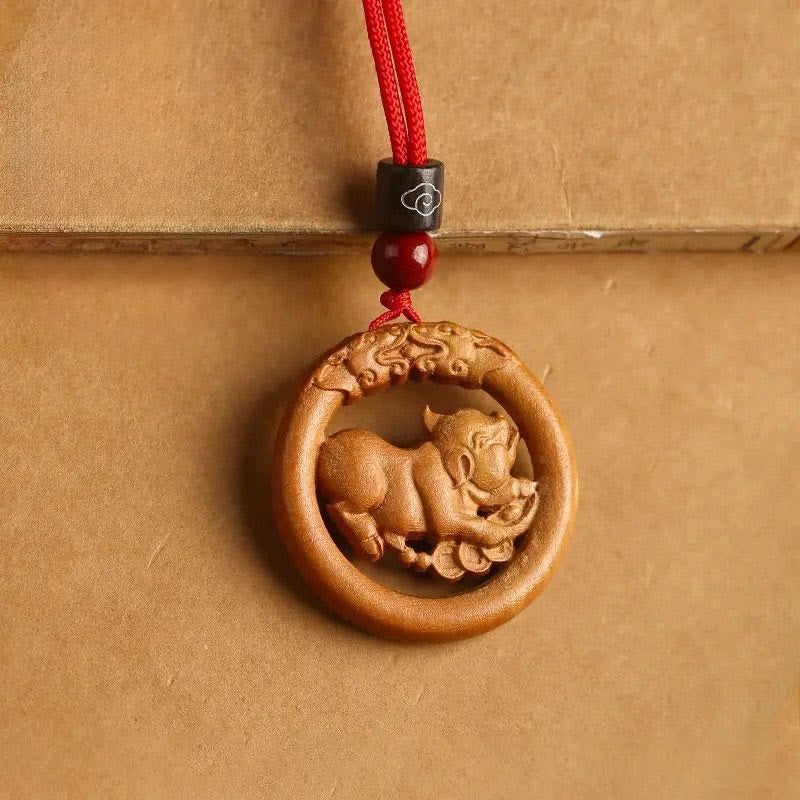 Buddha Stones Peach Wood Chinese Zodiac Year Of The Horse Ward Off Evil Spirits Necklace Pendants