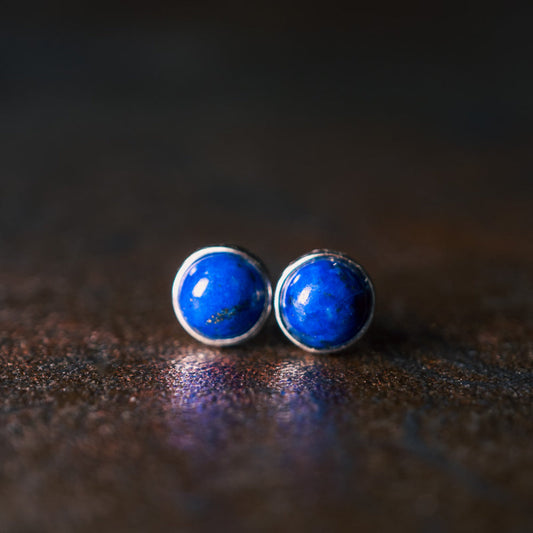 Deep Serenity Lapis Lazuli Silver Stud Earrings for Wisdom and Tranquility