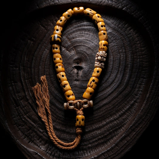 Tibetan Consume Cow Bones Protection Necklace – Handcrafted Spiritual Energy Beads