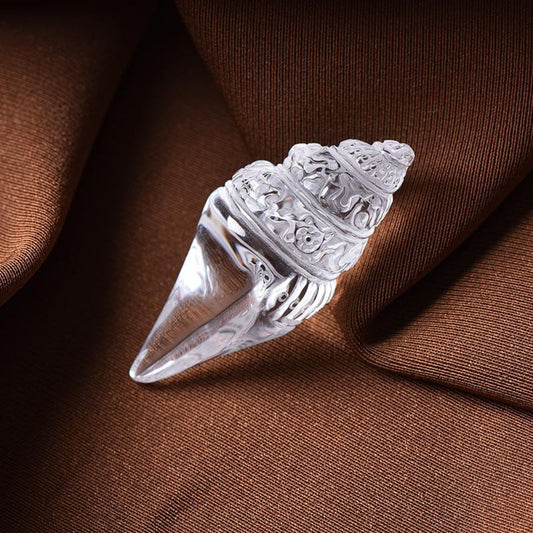 Prosperity & Healing Clear Crystal Conch Shell Pendant