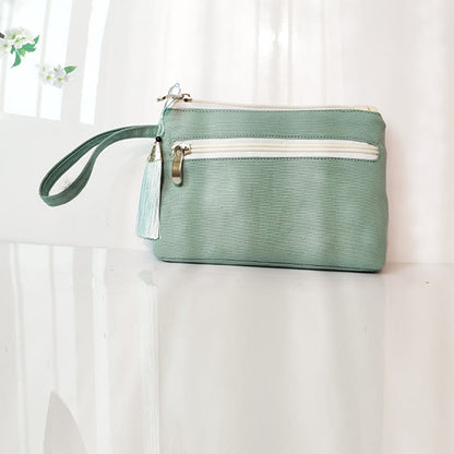 Buddha Stones Small Flower Plum Cherry Crane Peach Blossom Embroidery Canvas Wallet Shopping Purse