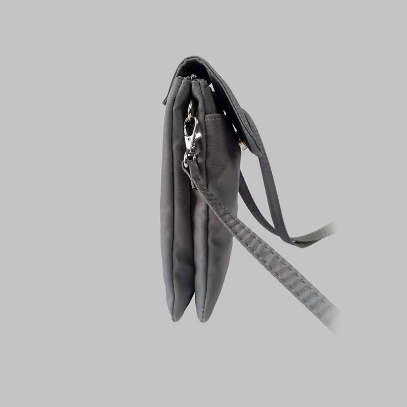 Buddha Stones Waterproof Handmade Embroidered Lotus Flowers Crossbody Bag Shoulder Bag Cellphone Bag