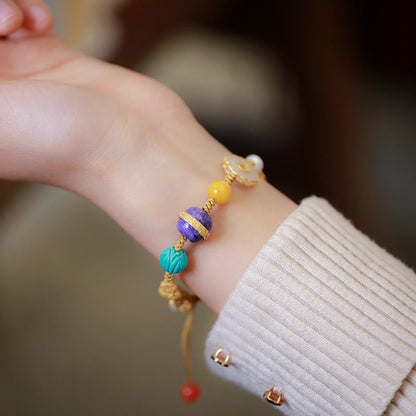 Buddha Stones 925 Sterling Silver Natural Hetian Jade Amber Red Agate Crystals Luck Bracelet