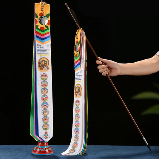 Buddha Stones Tibetan Eight Auspicious Symbols Lucky Arrow Home Decoration Prayer Flag