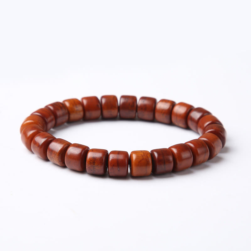 Buddha Stones Tibetan Bone Beads Three-Eyed Dzi Bead Sheep Horn Red Agate Strength Bracelet