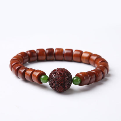 Buddha Stones Tibetan Bone Beads Three-Eyed Dzi Bead Sheep Horn Red Agate Strength Bracelet