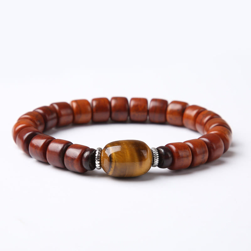 Buddha Stones Tibetan Bone Beads Three-Eyed Dzi Bead Sheep Horn Red Agate Strength Bracelet