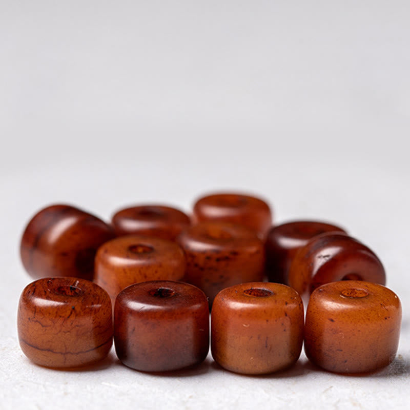 Buddha Stones Tibetan Bone Beads Three-Eyed Dzi Bead Sheep Horn Red Agate Strength Bracelet