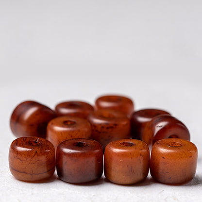 Buddha Stones Tibetan Bone Beads Three-Eyed Dzi Bead Sheep Horn Red Agate Strength Bracelet