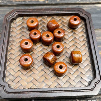 Buddha Stones Tibetan Bone Beads Three-Eyed Dzi Bead Sheep Horn Red Agate Strength Bracelet