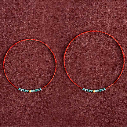 Buddha Stones 999 Gold Beads Turquoise Protection Braided Bracelet Anklet