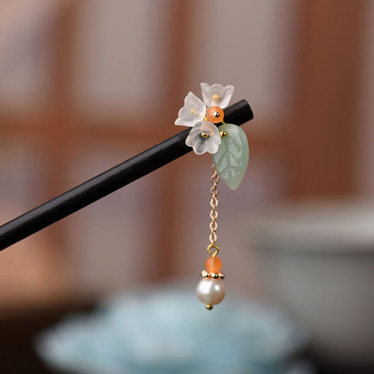 Buddha Stones Ebony Liuli Lily of the Valley Courage Hairpin