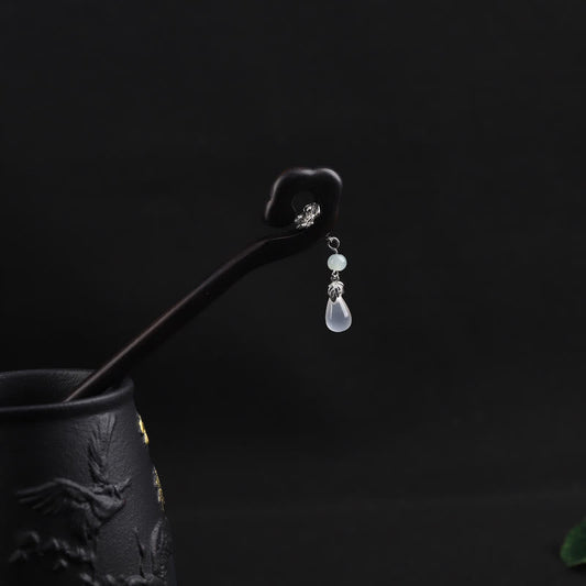 Buddha Stones Ebony Auspicious Cloud Courage Hairpin