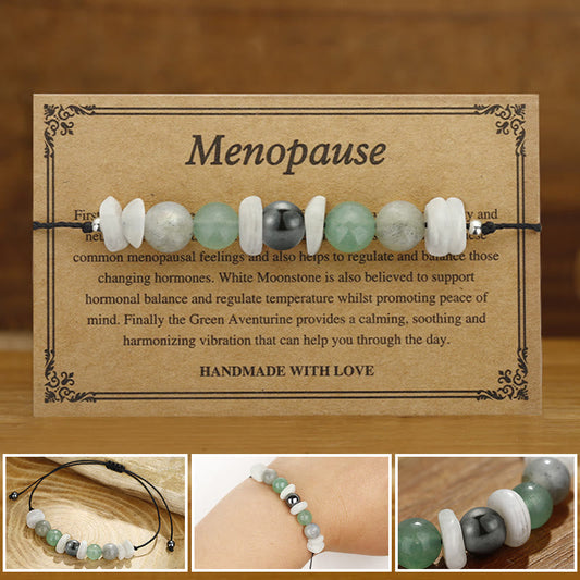 Buddha Stones Menopause Labradorite Green Aventurine White Moonstone Healing Bracelet