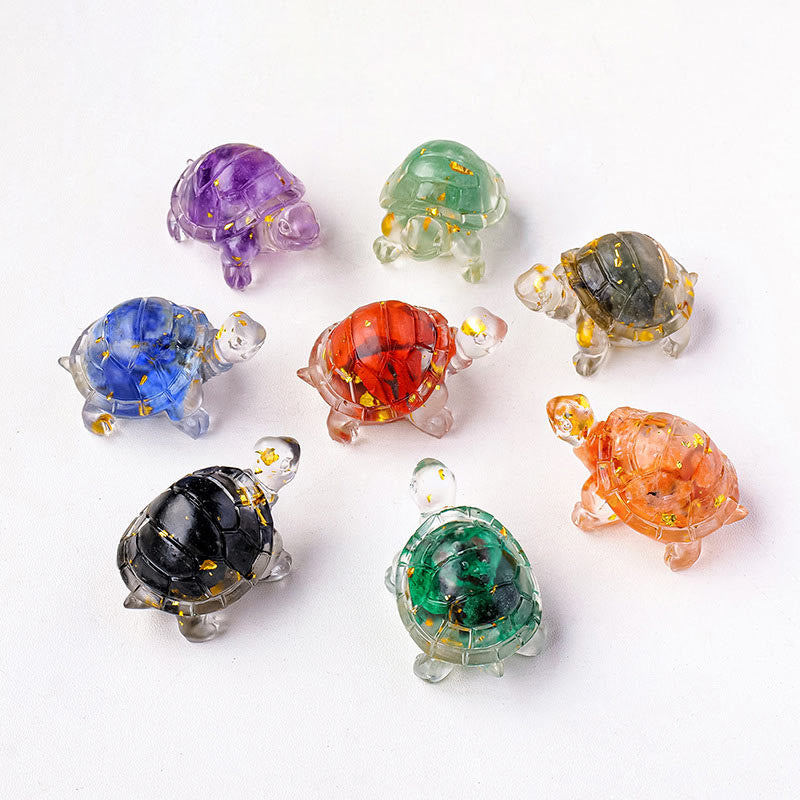 Buddha Stones Various Stone Citrine Green Aventurine Amethyst Mini Turtle Prosperity Home Decoration