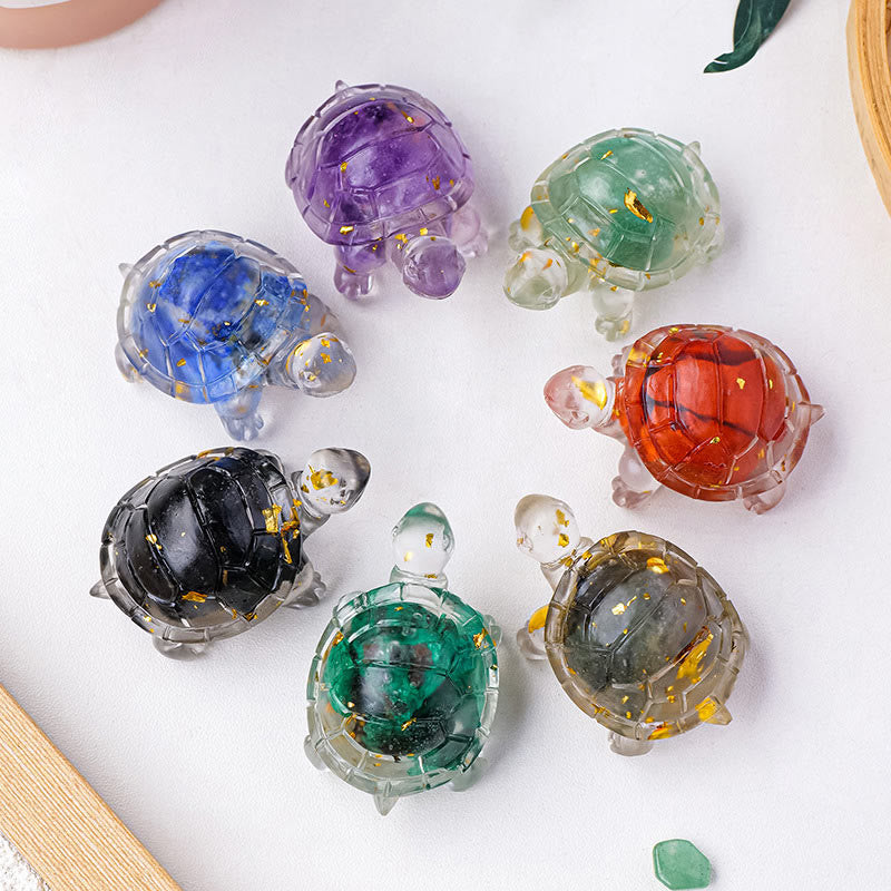 Buddha Stones Various Stone Citrine Green Aventurine Amethyst Mini Turtle Prosperity Home Decoration