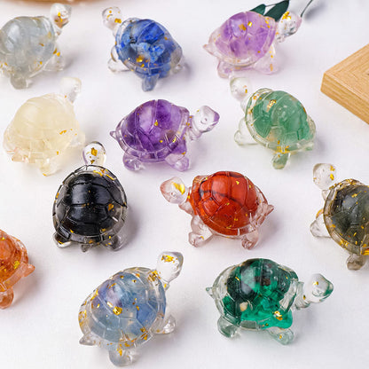 Buddha Stones Various Stone Citrine Green Aventurine Amethyst Mini Turtle Prosperity Home Decoration