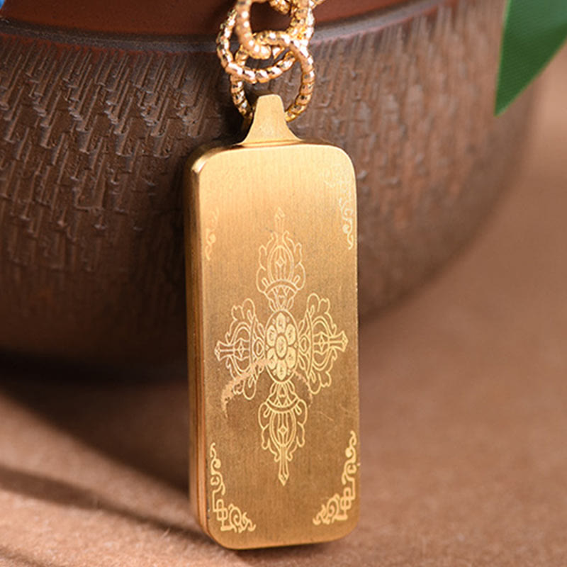 Buddha Stones Tibet God Of Wealth Titanium Steel Thangka Wealth Necklace Pendant