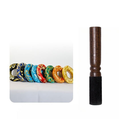 Buddha Stones Handcrafted Singing Bowl Scripture Pattern for Healing and Meditation Sound Bowl Set