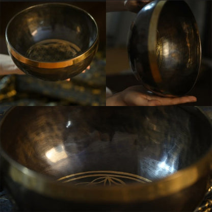Buddha Stones Handmade Nepal Singing Bowl Simple Pattern for Healing and Meditation Sound Bowl Set