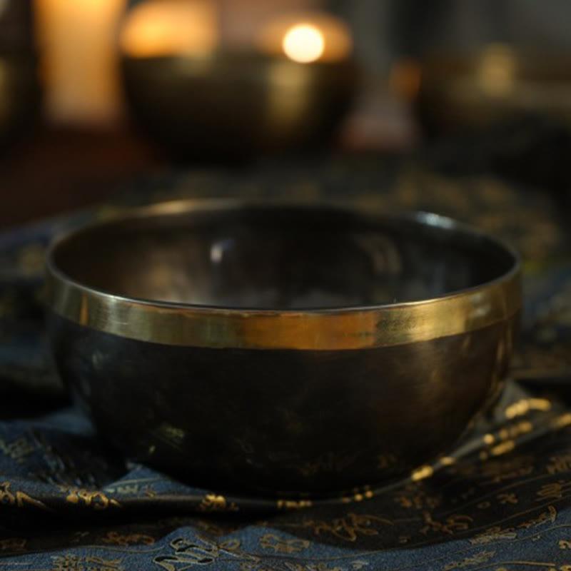 Buddha Stones Handmade Nepal Singing Bowl Simple Pattern for Healing and Meditation Sound Bowl Set