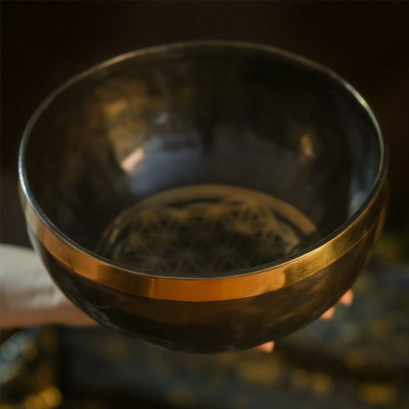 Buddha Stones Handmade Nepal Singing Bowl Simple Pattern for Healing and Meditation Sound Bowl Set