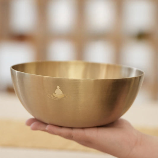 Buddha Stones Handmade Nepal Golden Singing Bowl for Healing and Meditation Sound Bowl Set