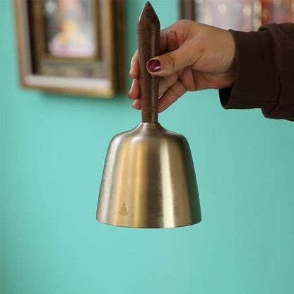 Buddha Stones Handmade Hand-held Awakening Singing Bell Chime for Healing and Meditation Wooden Handle Sound Set