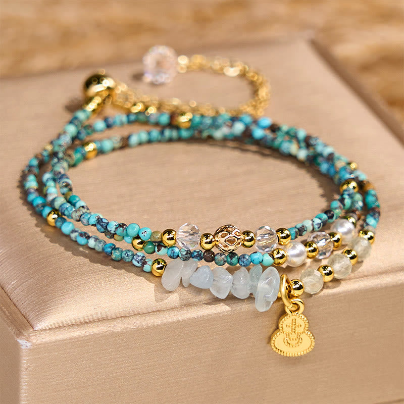 Buddha Stones Turquoise Beaded Strength Triple Wrap Bracelet