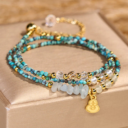 Buddha Stones Turquoise Beaded Strength Triple Wrap Bracelet
