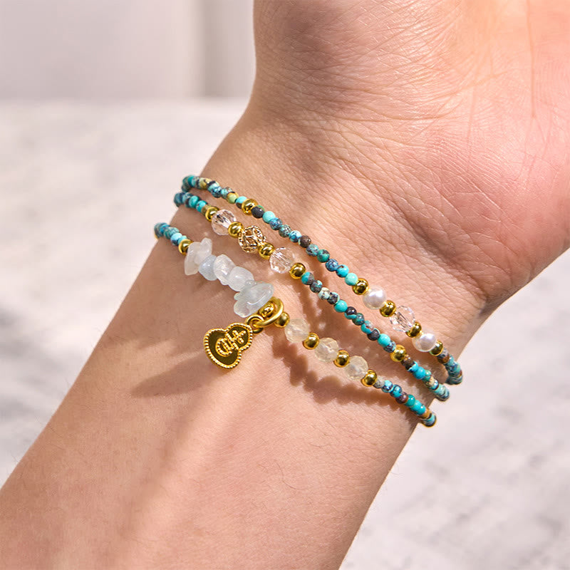 Buddha Stones Turquoise Beaded Strength Triple Wrap Bracelet