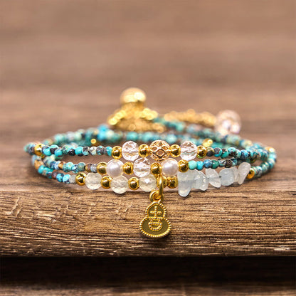Buddha Stones Turquoise Beaded Strength Triple Wrap Bracelet