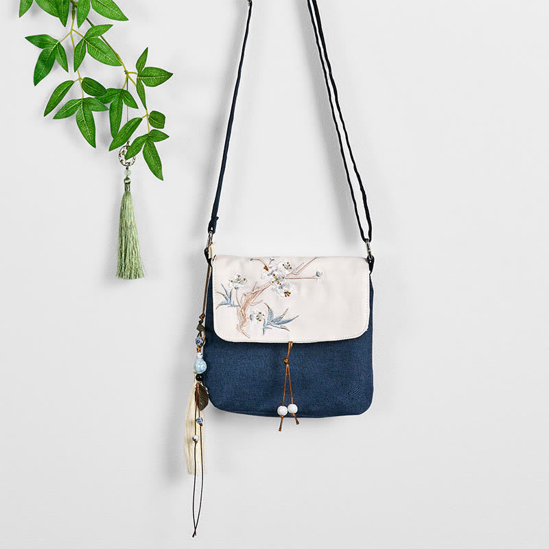 Buddha Stones Handmade Embroidered Large Capacity Polyester Canvas Backpack