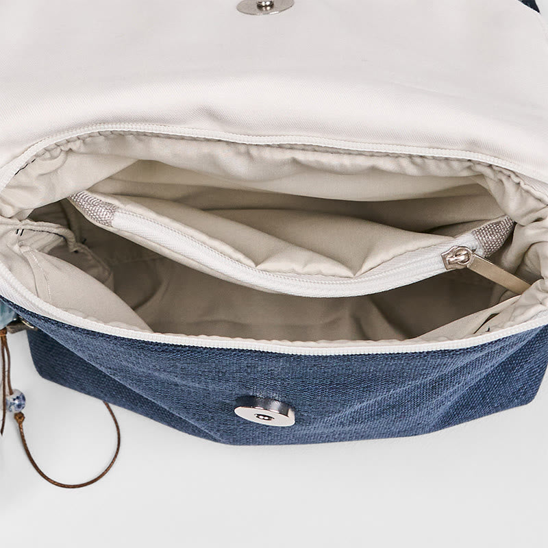 Buddha Stones Handmade Embroidered Large Capacity Polyester Canvas Backpack