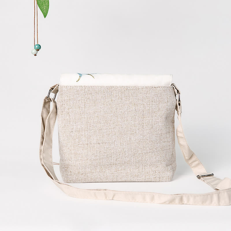 Buddha Stones Handmade Magnolia Embroidered Large Capacity Polyester Canvas Backpack