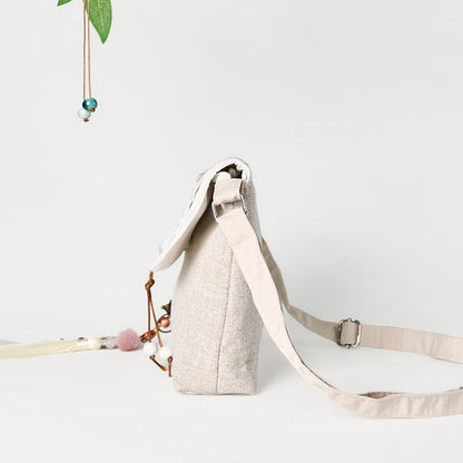 Buddha Stones Handmade Magnolia Embroidered Large Capacity Polyester Canvas Backpack