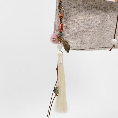 Buddha Stones Handmade Magnolia Embroidered Large Capacity Polyester Canvas Backpack