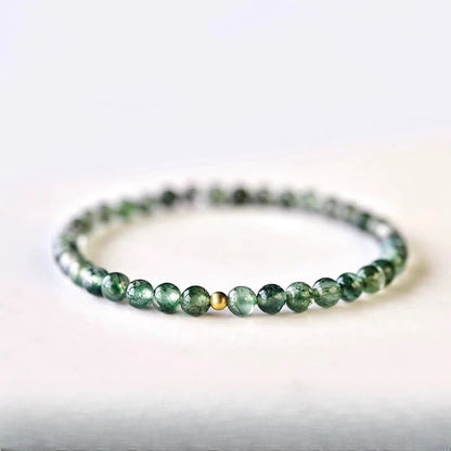 Buddha Stones Moss Agate Lucky Bead Soothing Bracelet