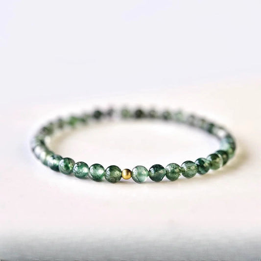Buddha Stones Moss Agate Lucky Bead Soothing Bracelet