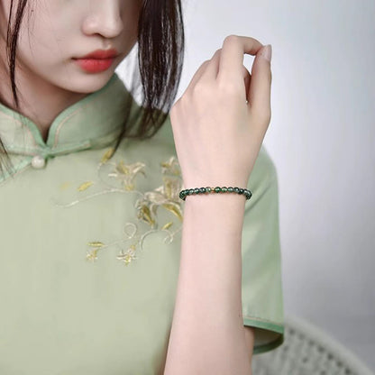 Buddha Stones Moss Agate Lucky Bead Soothing Bracelet