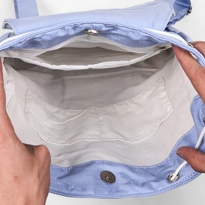 Buddha Stones Handmade Blue Magnolia Embroidered Large Capacity Canvas Backpack