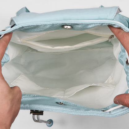 Buddha Stones Handmade Blue Epiphyllum Embroidered Large Capacity Canvas Backpack