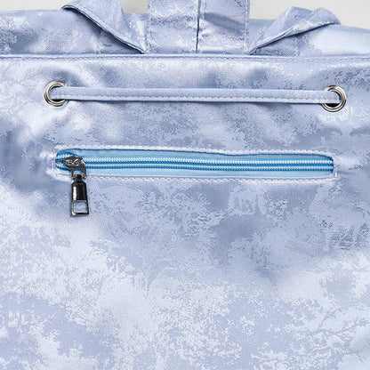 Buddha Stones Handmade Blue Camellia Embroidered Large Capacity Polyester Cotton Backpack