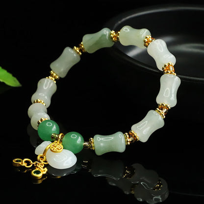 Buddha Stones Natural Tianshan Jade Fu Character Money Bag Pattern Prosperity Bracelet