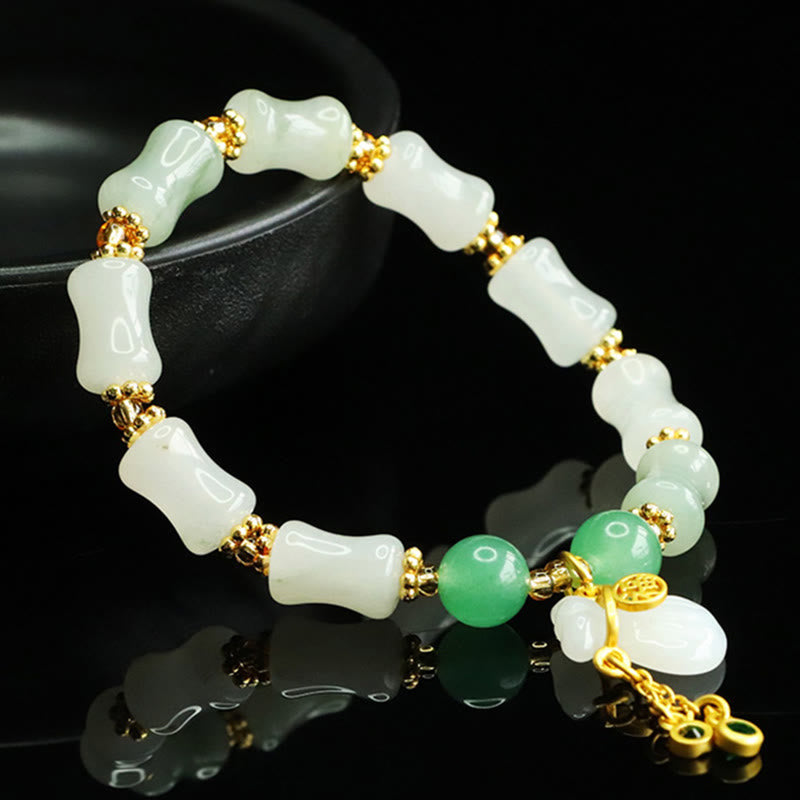 Buddha Stones Natural Tianshan Jade Fu Character Money Bag Pattern Prosperity Bracelet