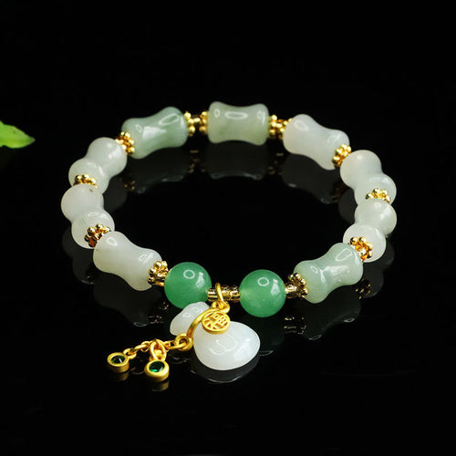 Buddha Stones Natural Tianshan Jade Fu Character Money Bag Pattern Prosperity Bracelet